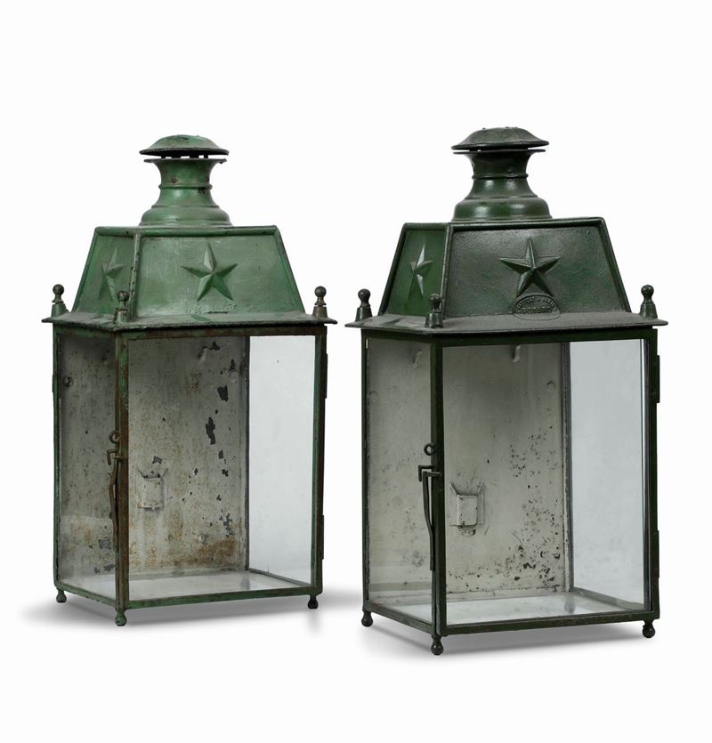 Coppia di lanterne in lamierino  - Auction Dimore italiane | Cambi Time - Cambi Casa d'Aste