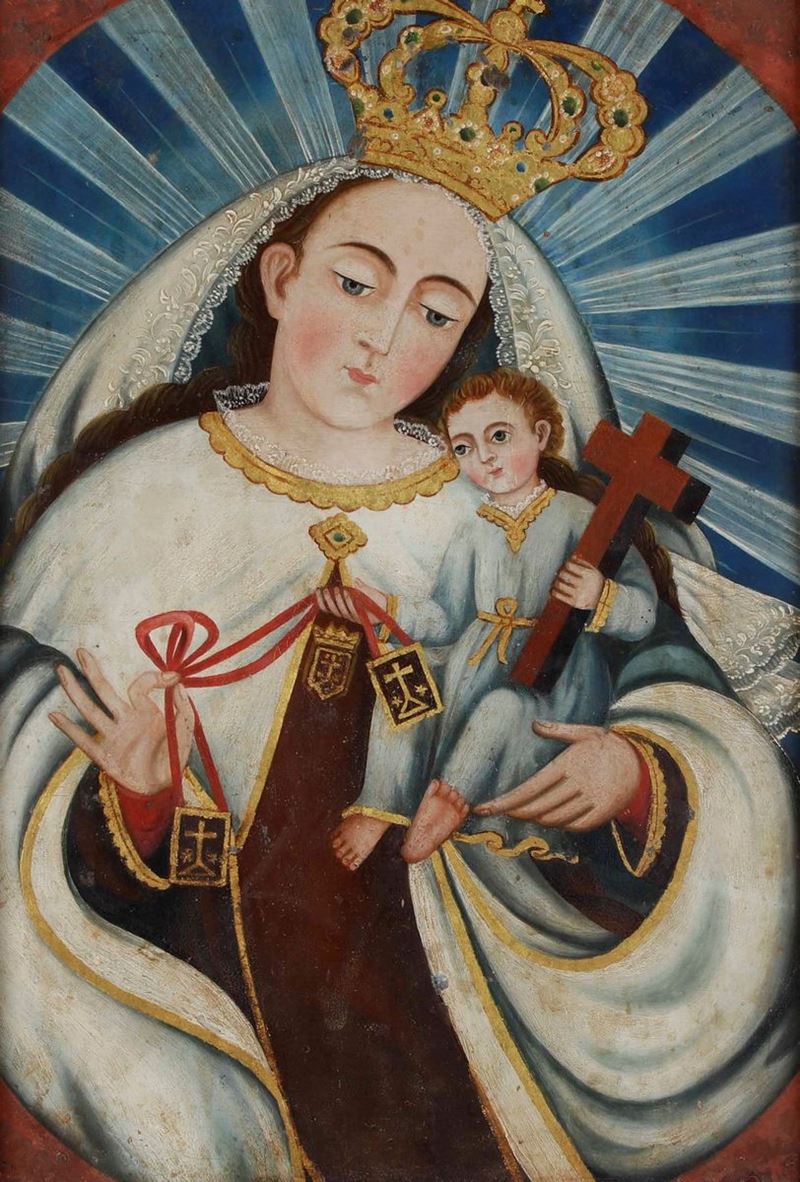 Immagine votiva della Vergine con Bambino  - lastra metallica - Asta Dipinti Antichi | Cambi Time - Cambi Casa d'Aste