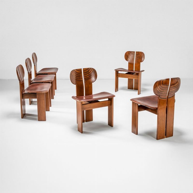Afra e Tobia Scarpa : Sei sedie mod. Africa della serie Artona  - Asta Fine Design - Cambi Casa d'Aste