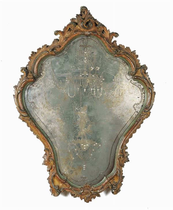 Specchiera Luigi XV in legno intagliato e laccato, Venezia fine XVIII secolo