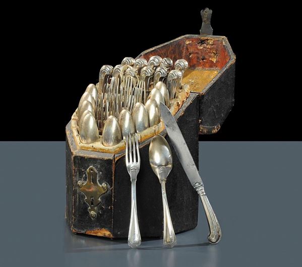 Servizio di posate in argento da dodici, XIX secolo