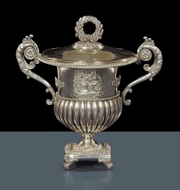 Zuccheriera biansata in argento, Pietro Borrani (attivo 1820-1824)Torino XIX secolo