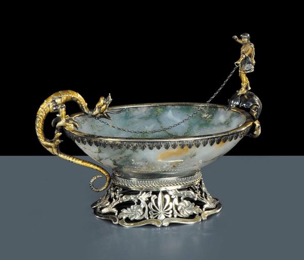 Vaschetta in argento e agata, Vienna XIX secolo