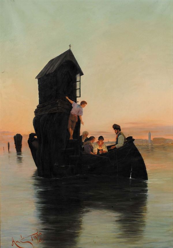Ada Cioni  (XIX-XX) Laguna veneziana, 1900