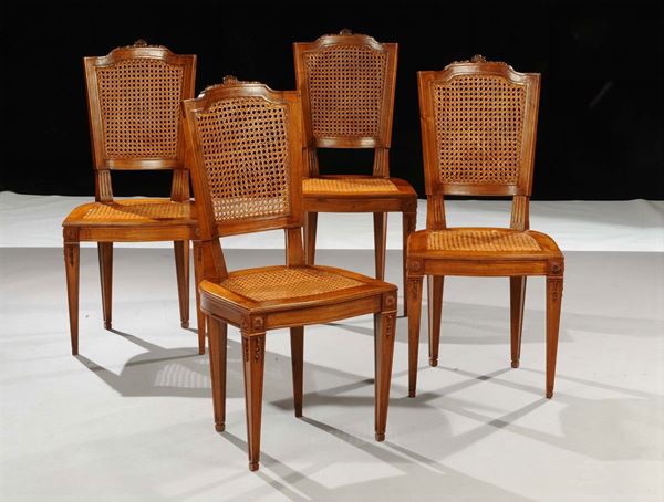 Quattro sedie Luigi XVI, fine XVIII secolo